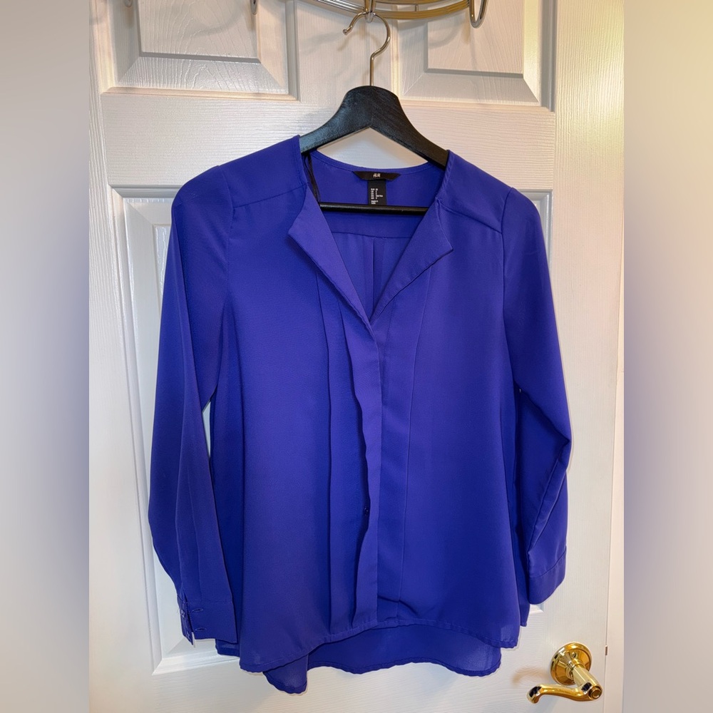 H&M Women's Blouse, Size US 4 in Royal Blue